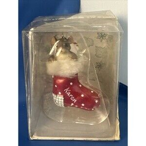 Charming Tails Figurine Ornament Stocking Karen Christmas Mouse Fitz & Floyd